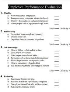 Professional Staff Work Performance Review Template Pdf Sample