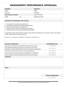 Supervisor Performance Review Template Doc Example