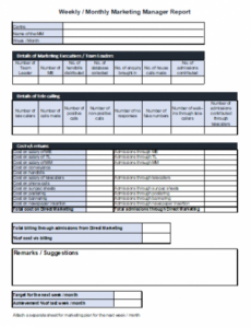 Weekly Sales Performance Review Template Pdf