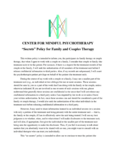 Best Couples Therapy Contract Template