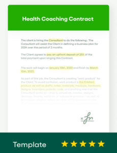 Costum Health Coaching Contract Template Word Sample