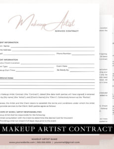 Editable Freelance Makeup Artist Contract Templates Excel Sample