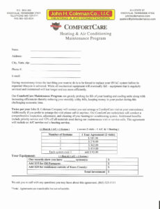 Free Hvac Preventative Maintenance Contract Template Doc