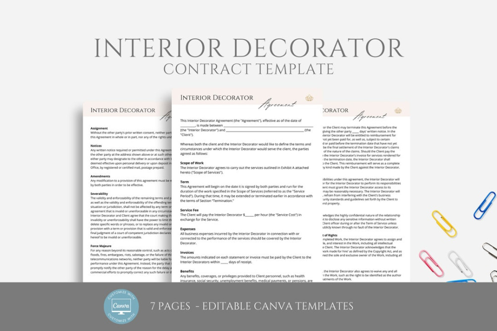 Free Interior Decorator Contract Template  Sample