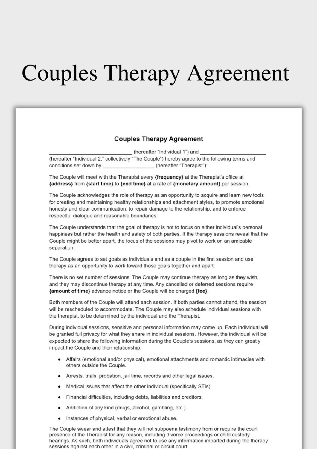 Free Music Therapy Contract Template Doc