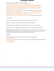 Free Online Fitness Coaching Contract Template Pdf Sample