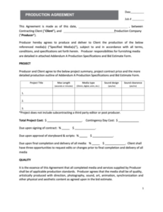 Free Post Production Contract Template Doc Sample