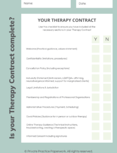 Music Therapy Contract Template Word Example