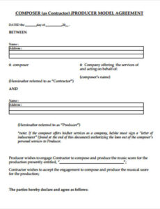 Printable Event Production Contract Template  Sample