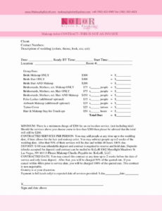 Printable Freelance Makeup Artist Contract Templates Pdf Sample