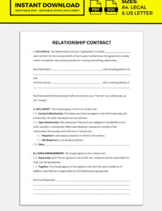 Professional Couples Therapy Contract Template Word Sample