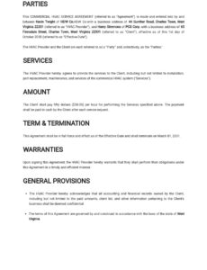 Professional Hvac Yearly Service Contract Template Excel