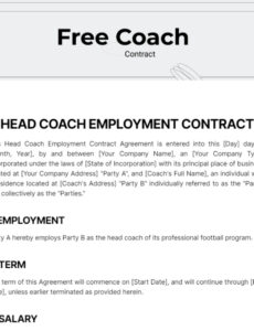 Professional Online Fitness Coaching Contract Template Word Example