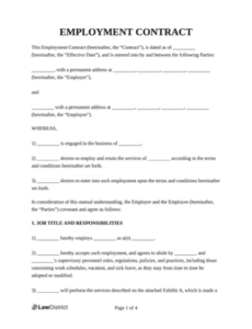 Professional Part Time Employment Contract Template Doc