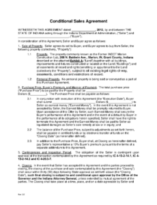 Best Conditional Sales Contract Template Word Sample