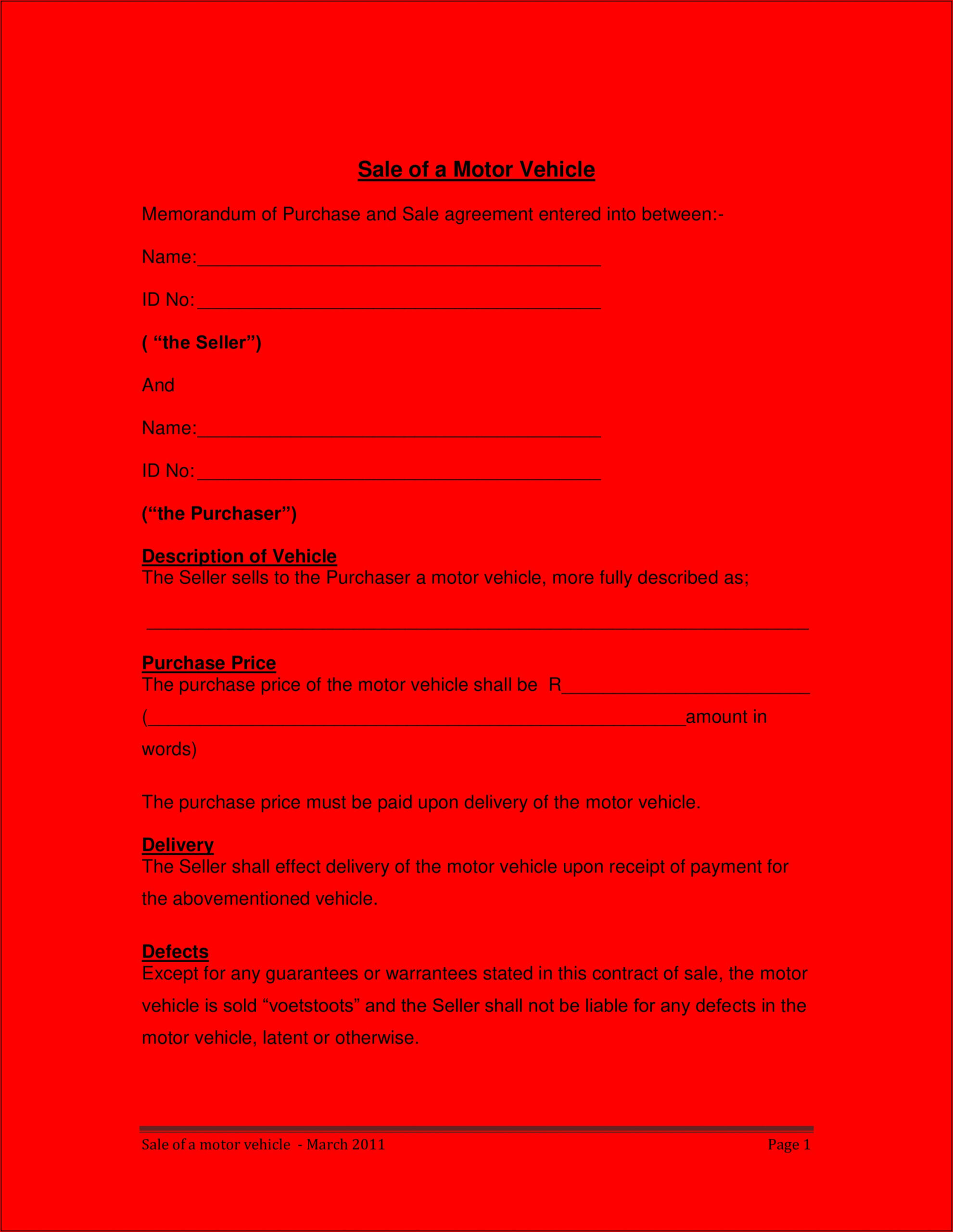 Best Motorcycle Sales Contract Template Excel Sample