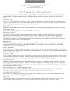 Best Photography Event Contract Template Excel