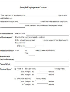 Best Yearly Employment Contract Template Excel Sample