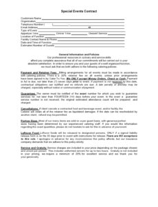 Catering Event Contract Template Word Sample