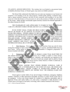 Costum Horse Boarding Contract Template Doc Sample