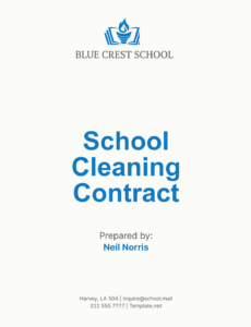 Costum School Cleaning Contract Template Pdf
