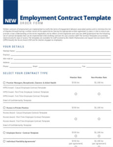 Costum Yearly Employment Contract Template Excel Example