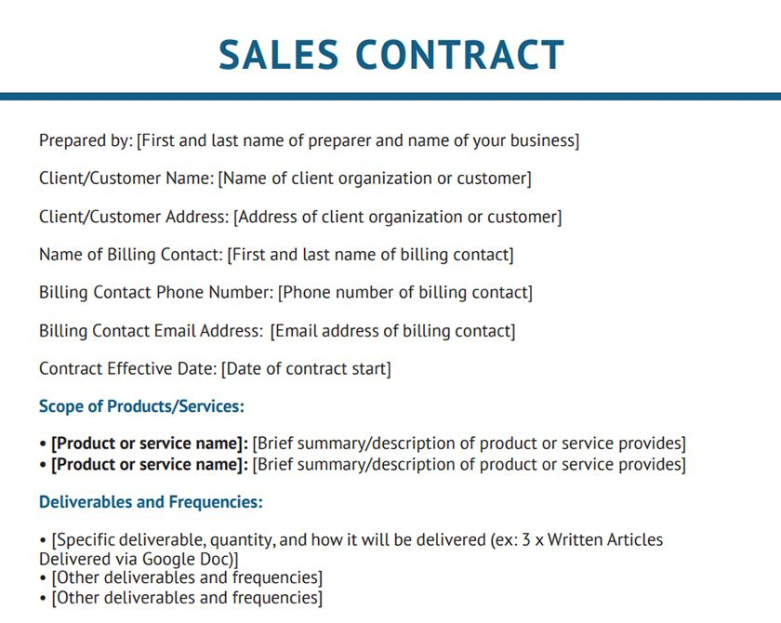 Editable Furniture Sales Contract Template Excel