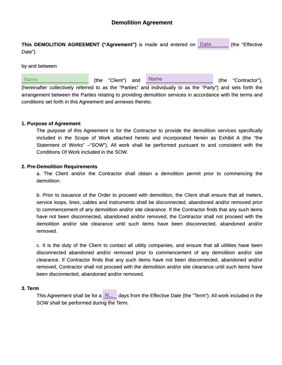 Editable Junk Removal Contract Template Example Editable Junk Removal Contract Template Example