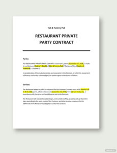 Editable Restaurant Private Event Contract Template  Sample