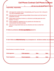 Free Kids Phone Contract Template Excel Sample