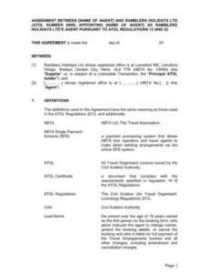 Free Travel Agent Contract Template Doc