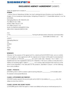 Free Travel Agent Contract Template Word Example