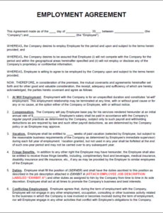 Free Yearly Employment Contract Template Word Example