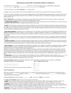 Free Youth Soccer Player Contract Template Doc
