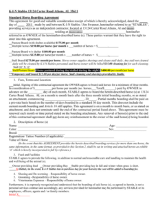 Printable Horse Boarding Contract Template Doc