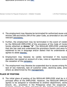 Printable Month To Month Employment Contract Template Doc Sample