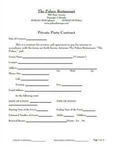 Private Event Contract Template Doc Sample