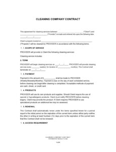 Professional Home Cleaning Contract Template Word Example