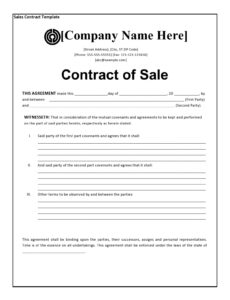 Professional Mobile Home Sales Contract Template Word
