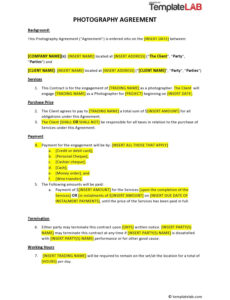 Professional Photography Event Contract Template Doc
