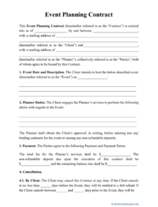 Professional Private Event Contract Template Doc