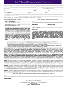 Professional Yacht Charter Contract Template Word Example