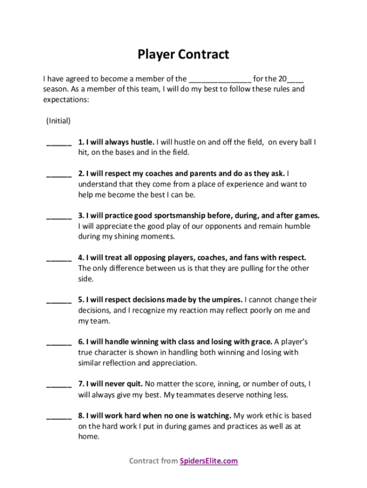 Professional Youth Soccer Player Contract Template Doc Example