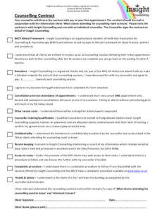 Student Counselling Contract Template Doc Example