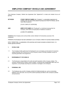 company-vehicle-use-agreement-template